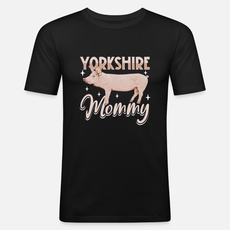 Yorkshire Schwein Mama - Männer Slim Fit T-Shirt - Schwarz