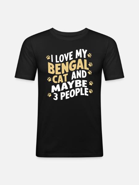 Katze Bengal Geschenk - Männer Slim Fit T-Shirt - Schwarz