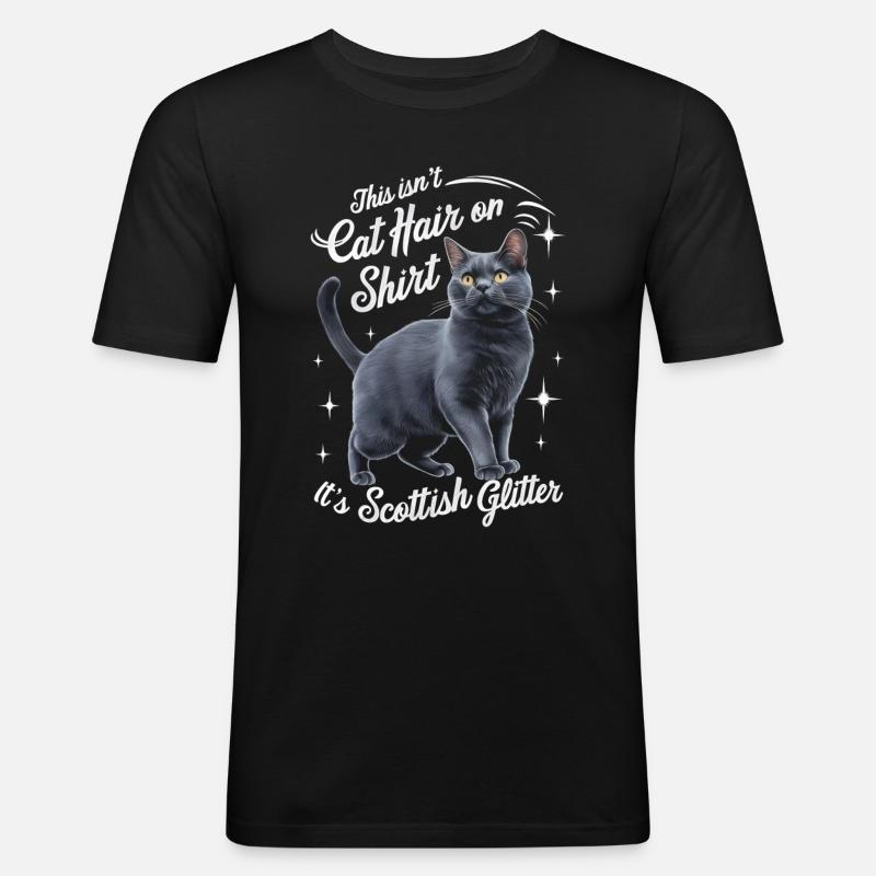 Katze Scottish Fold Geschenk - Männer Slim Fit T-Shirt - Schwarz
