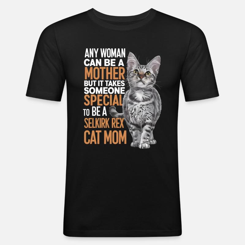 Katze Selkirk Rex Geschenk - Männer Slim Fit T-Shirt - Schwarz