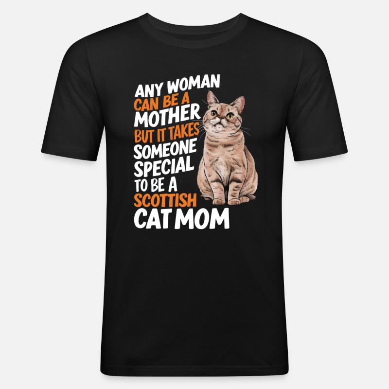 Katze Scottish Fold Geschenk - Männer Slim Fit T-Shirt - Schwarz
