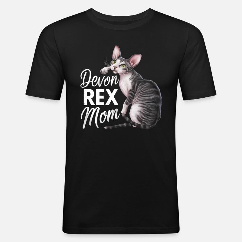 Katze Devon Rex Geschenk - Männer Slim Fit T-Shirt - Schwarz