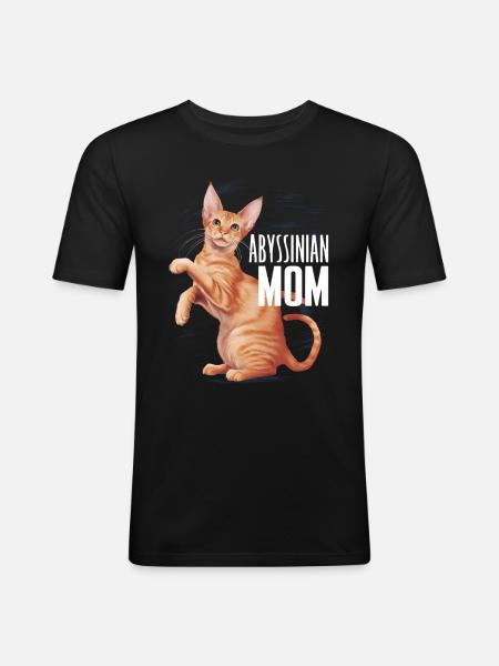 Katze Abessinier Geschenk - Männer Slim Fit T-Shirt - Schwarz
