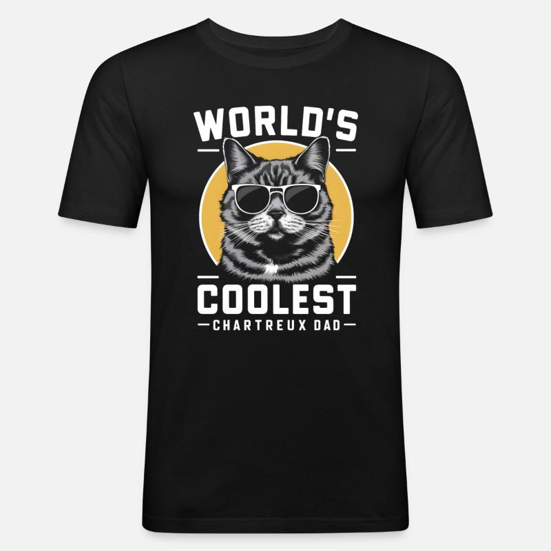 Katze Chartreux Geschenk - Männer Slim Fit T-Shirt - Schwarz