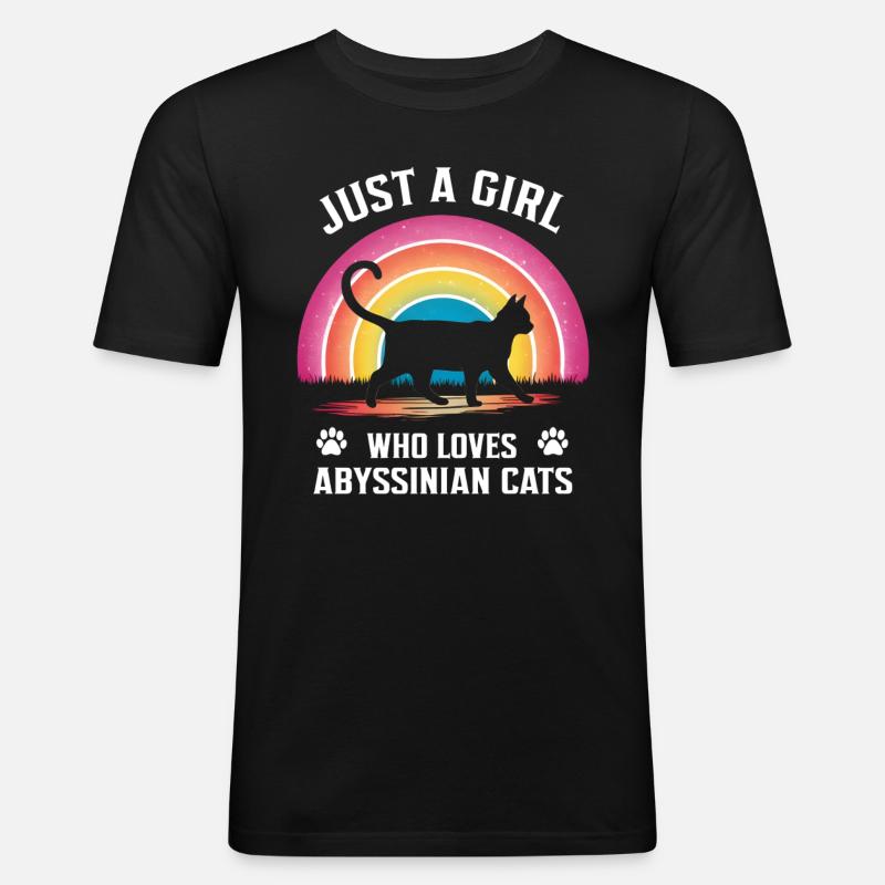 Katze Abessinier Geschenk - Männer Slim Fit T-Shirt - Schwarz