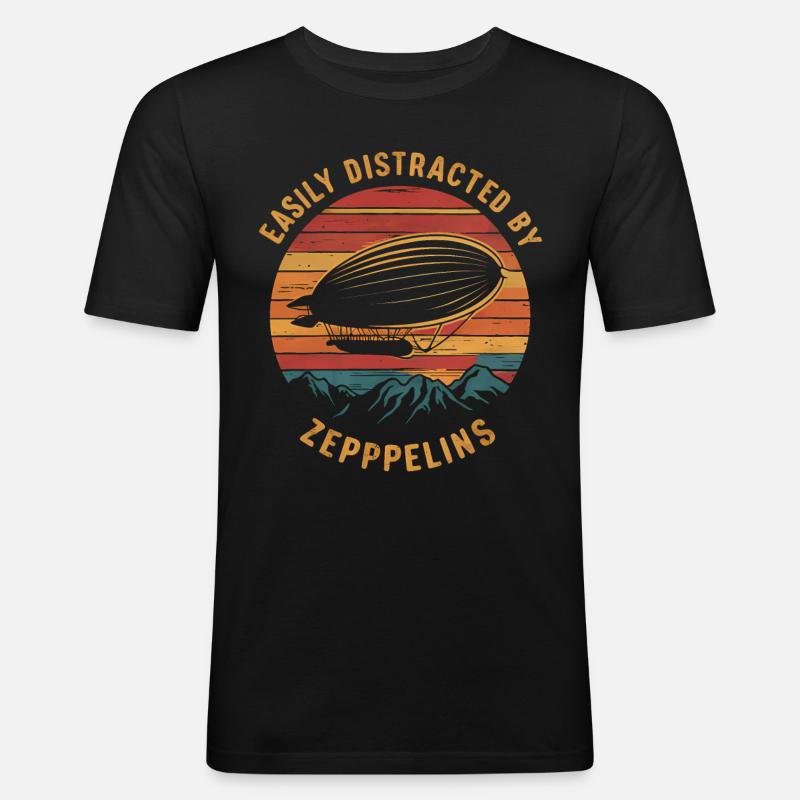 Luftschiff Zeppelin Geschenk - Männer Slim Fit T-Shirt - Schwarz