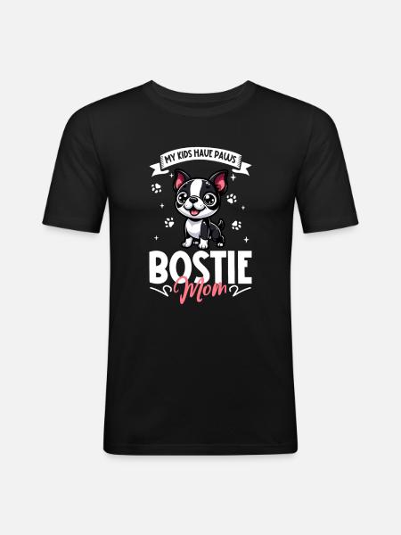 Boston Terrier Mom - Men's Slim Fit T-Shirt - black