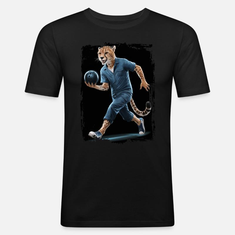 Gepard spielt Bowling Geschenk - Männer Slim Fit T-Shirt - Schwarz