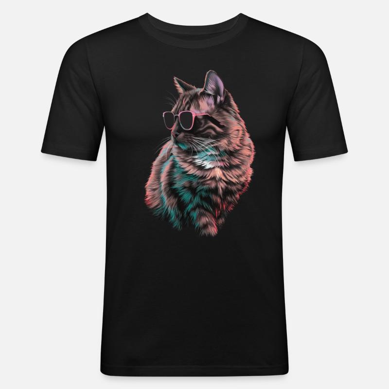 Sonnenbrille der Burma-Katze Geschenk - Männer Slim Fit T-Shirt - Schwarz