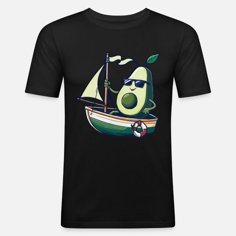 Obst Avocado Bootfahren Geschenk - Männer Slim Fit T-Shirt - Schwarz