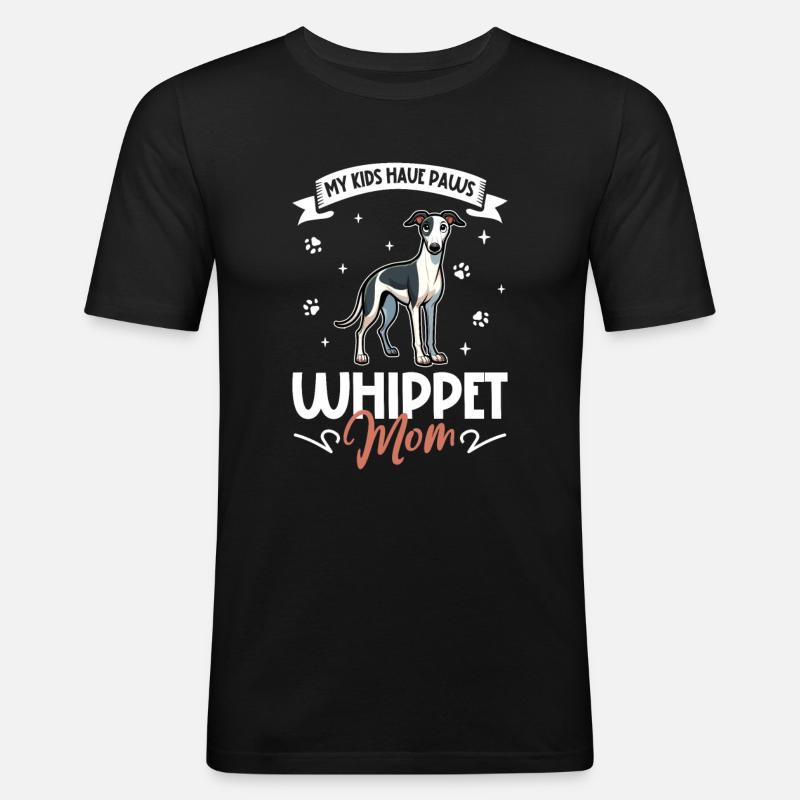 Whippet Mama - Männer Slim Fit T-Shirt - Schwarz
