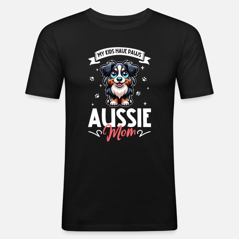 Australian Shepherd Mama - Männer Slim Fit T-Shirt - Schwarz