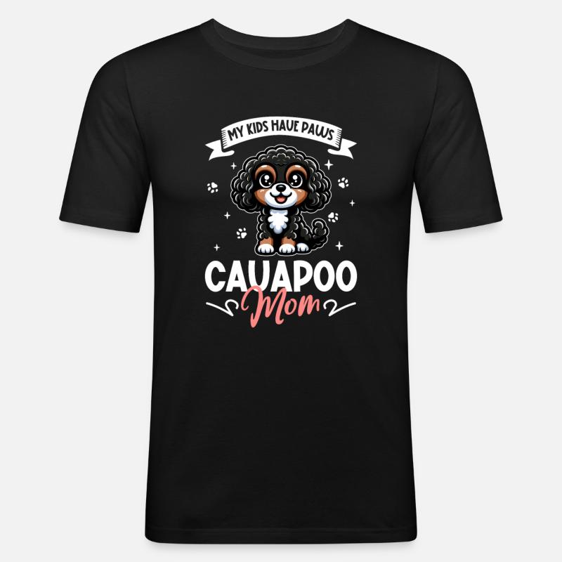 Cavapoo Mama - Männer Slim Fit T-Shirt - Schwarz