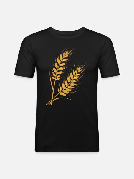 Weizen - Männer Slim Fit T-Shirt - Schwarz