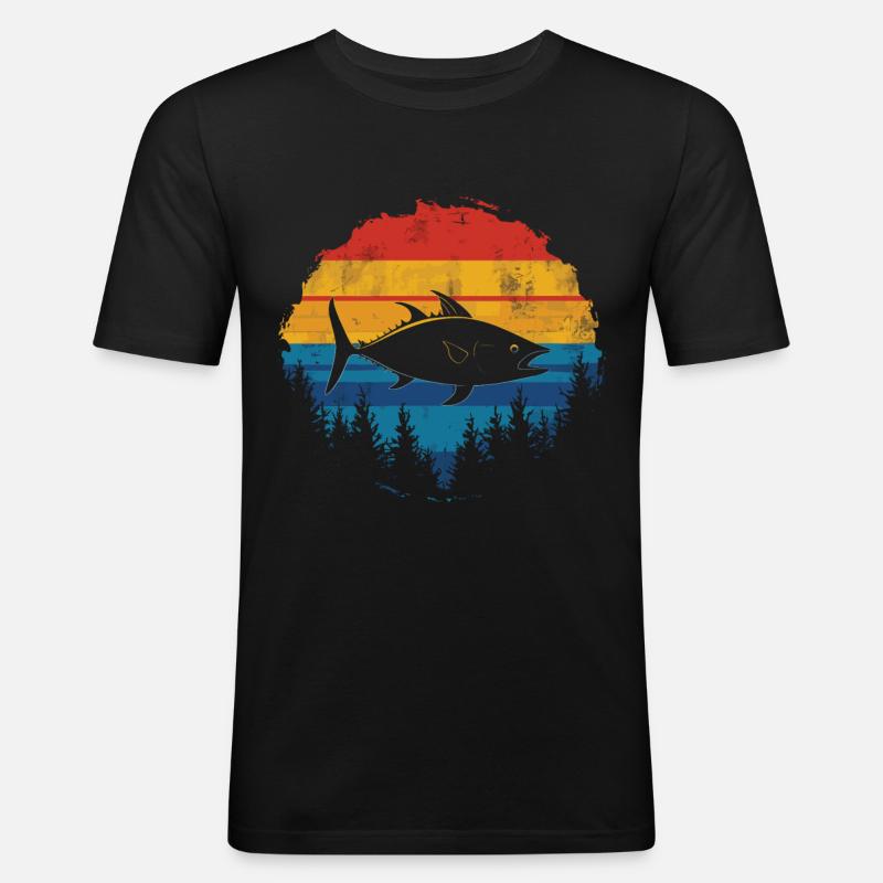 Thunfisch - Männer Slim Fit T-Shirt - Schwarz