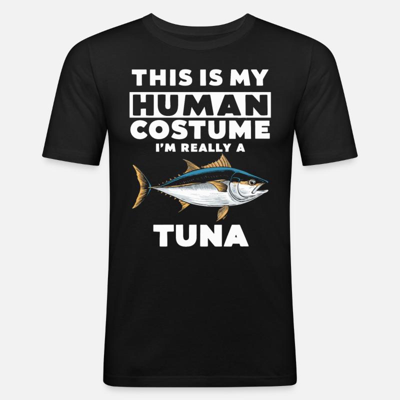 Thunfisch - Männer Slim Fit T-Shirt - Schwarz