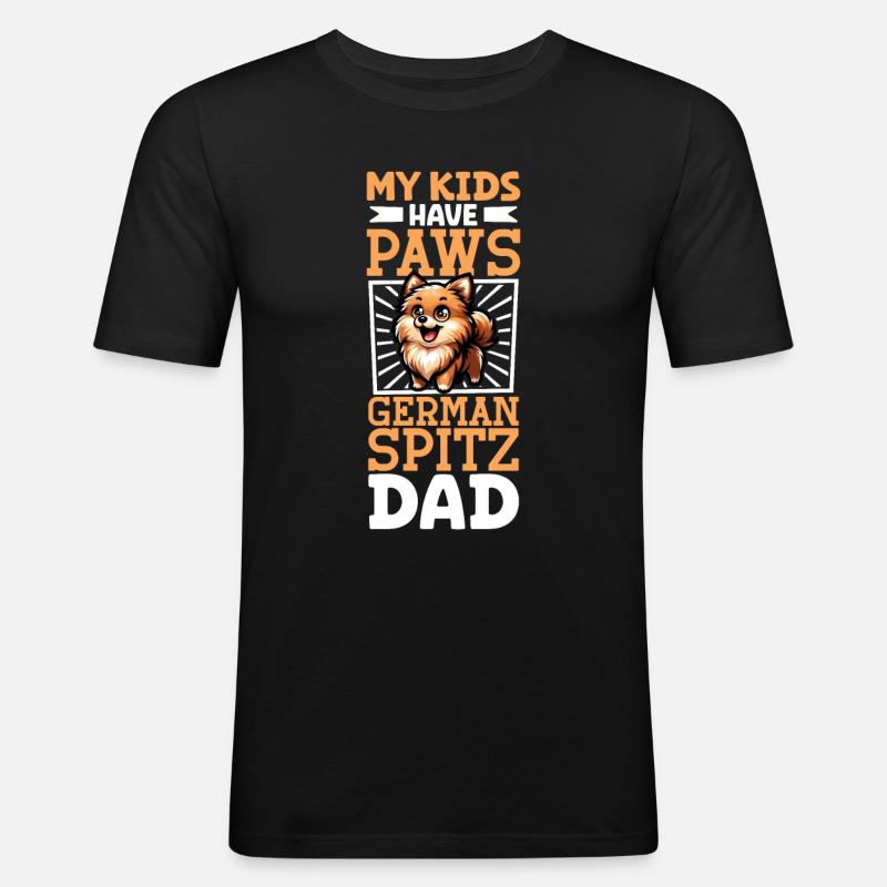 Deutscher Spitz Papa - Männer Slim Fit T-Shirt - Schwarz