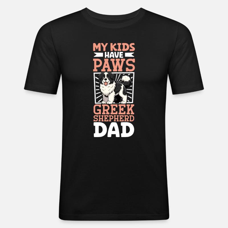 Griechischer Schäferhund Papa - Männer Slim Fit T-Shirt - Schwarz