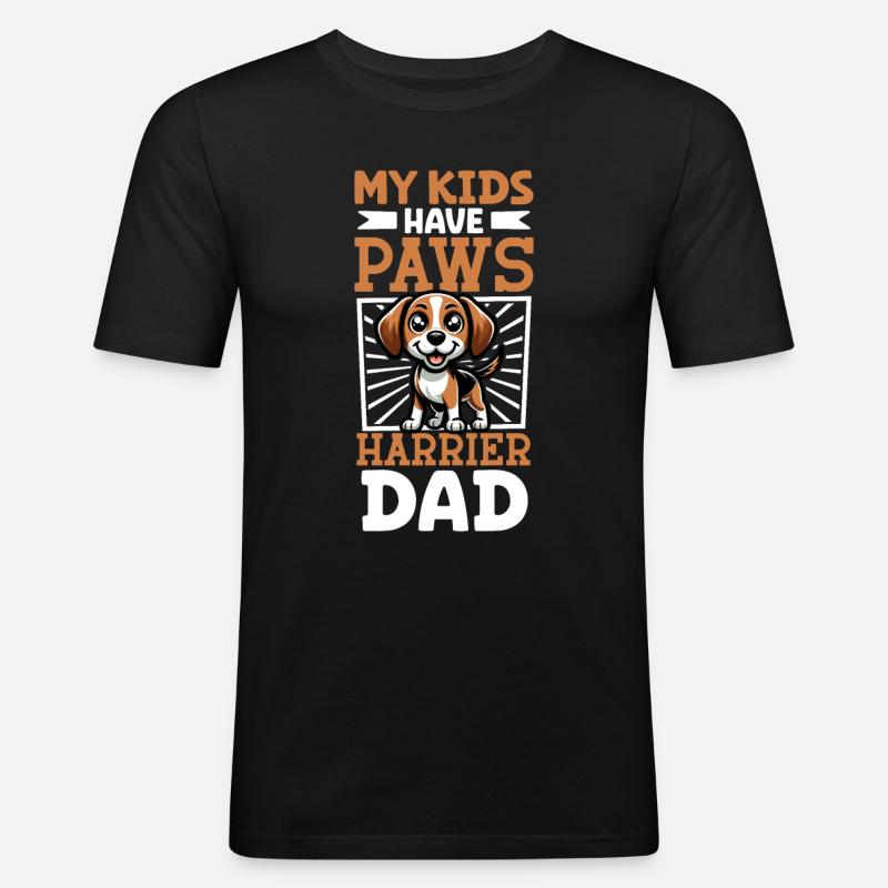 Harrier Papa - Männer Slim Fit T-Shirt - Schwarz