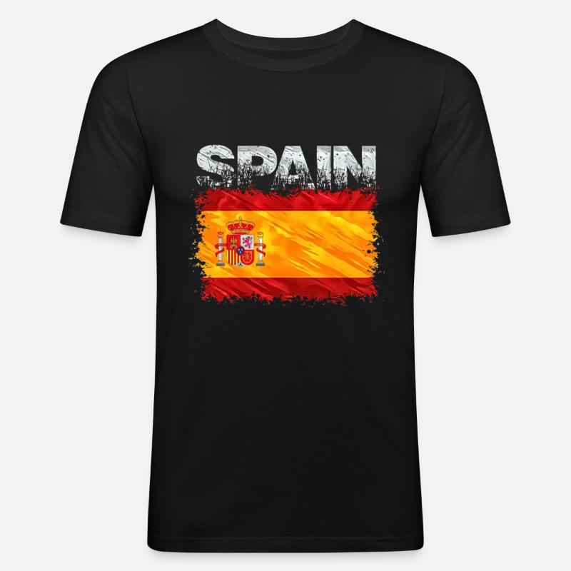 Spanien - Männer Slim Fit T-Shirt - Schwarz
