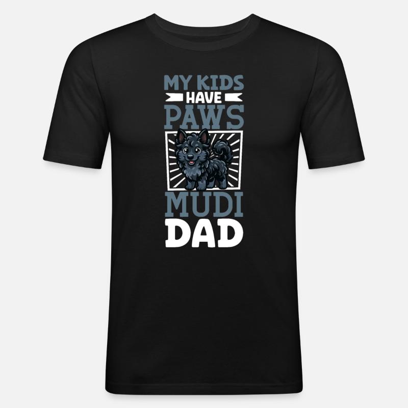 Mudi Papa - Männer Slim Fit T-Shirt - Schwarz