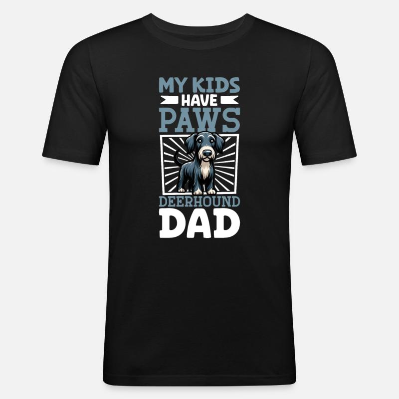 Deerhound Papa - Männer Slim Fit T-Shirt - Schwarz