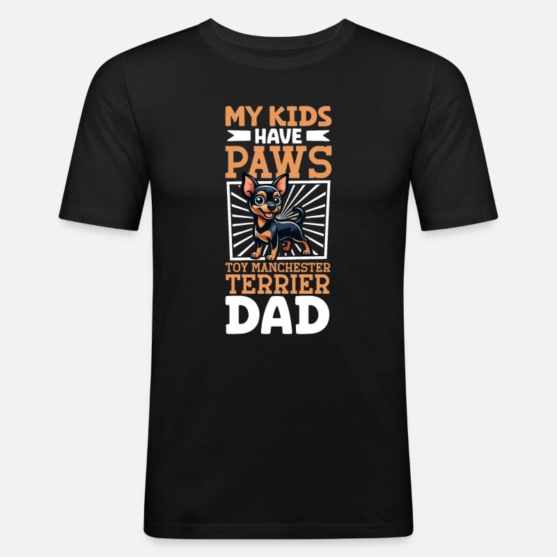 Manchester Terrier Papa - Männer Slim Fit T-Shirt - Schwarz
