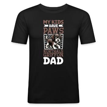 Griffon Korthals Papa - Männer Slim Fit T-Shirt - Schwarz - Vorne - Nik (191cm)
