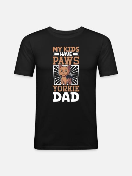 Papa Yorkshire Terrier - T-shirt près du corps Homme - noir