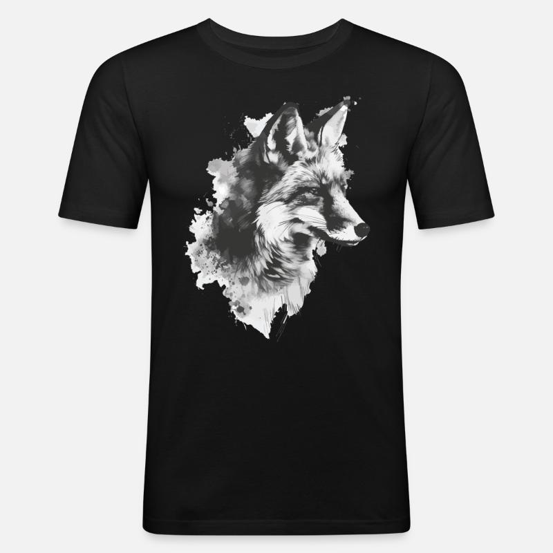 Fuchs - Männer Slim Fit T-Shirt - Schwarz