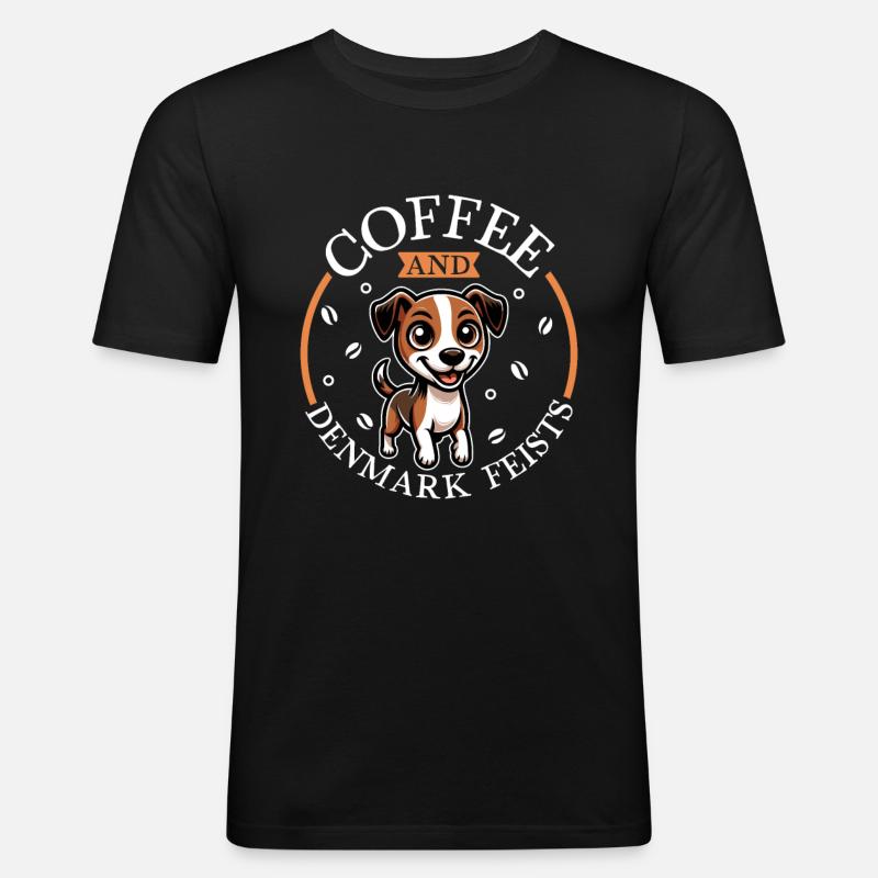 Kaffee und Denmark Feist - Männer Slim Fit T-Shirt - Schwarz