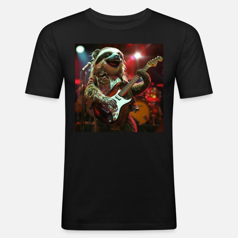 Faultier - Männer Slim Fit T-Shirt - Schwarz