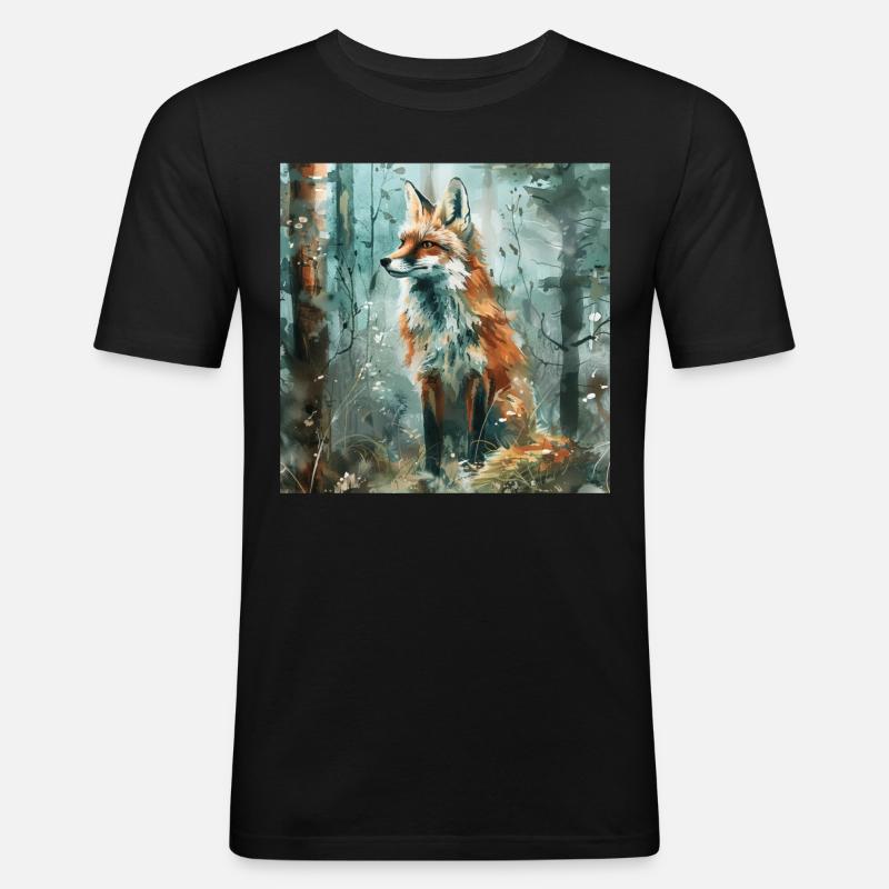 Fuchs - Männer Slim Fit T-Shirt - Schwarz