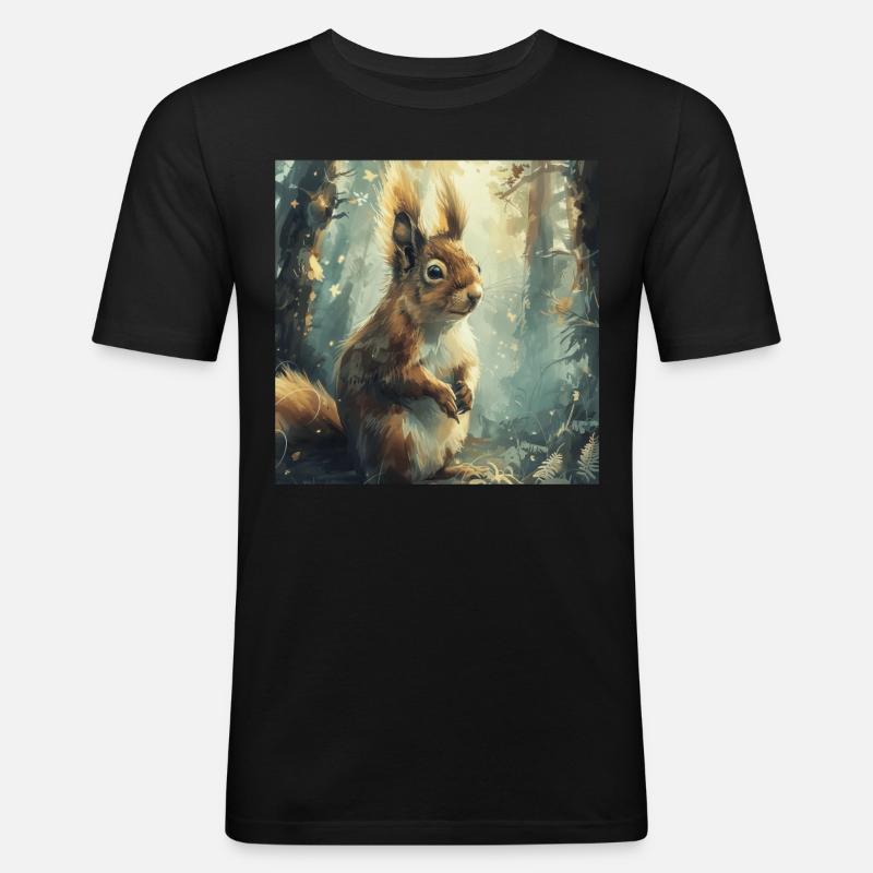 Eichhörnchen - Männer Slim Fit T-Shirt - Schwarz