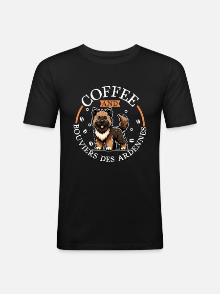 Coffee and Bouvier des Ardennes - Men's Slim Fit T-Shirt - black
