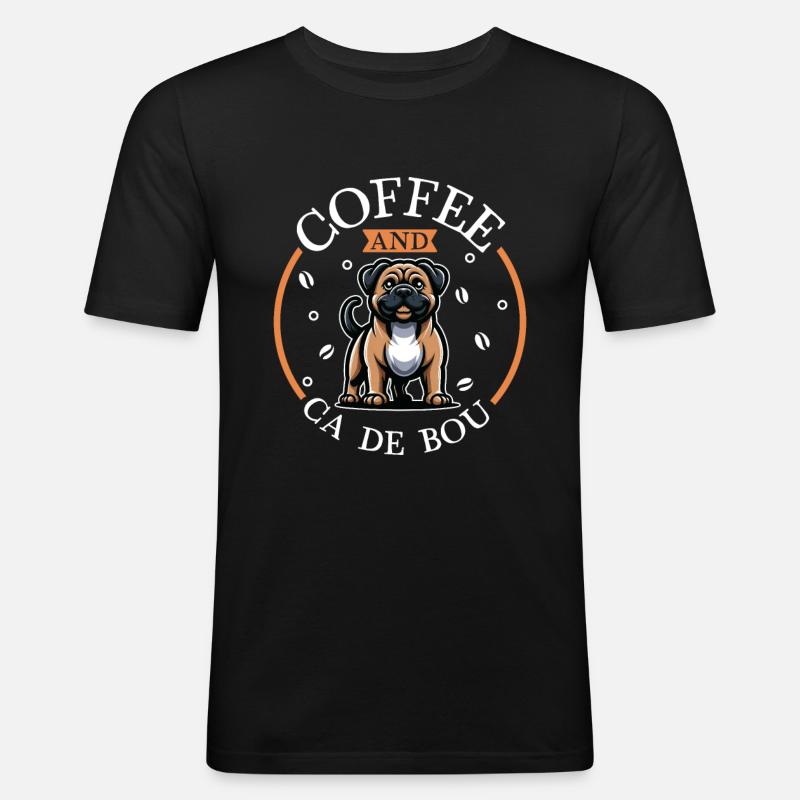 Kaffee und Ca de Bou - Männer Slim Fit T-Shirt - Schwarz
