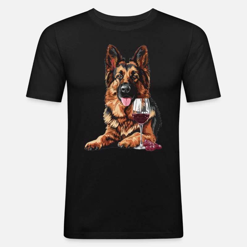Deutscher Schäferhund - Männer Slim Fit T-Shirt - Schwarz