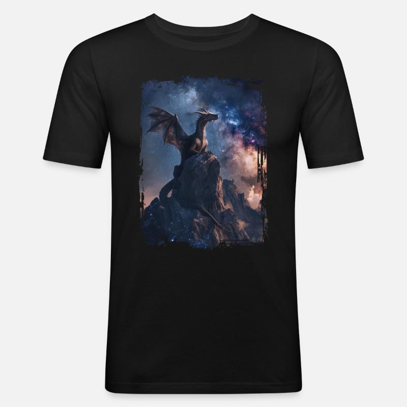 Drachen - Männer Slim Fit T-Shirt - Schwarz