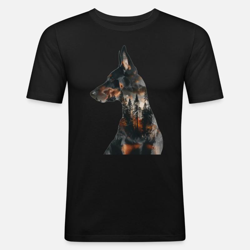 Dobermann - Männer Slim Fit T-Shirt - Schwarz