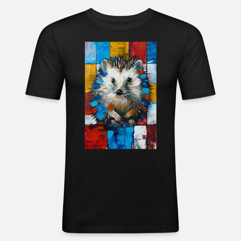 Igel - Männer Slim Fit T-Shirt - Schwarz