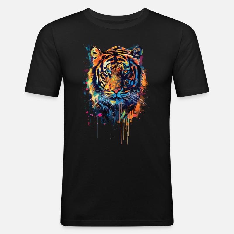 Tiger - Männer Slim Fit T-Shirt - Schwarz