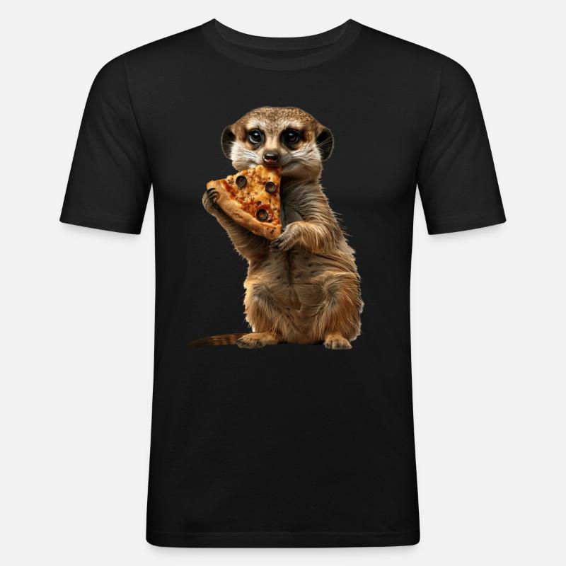 Erdmännchen - Männer Slim Fit T-Shirt - Schwarz