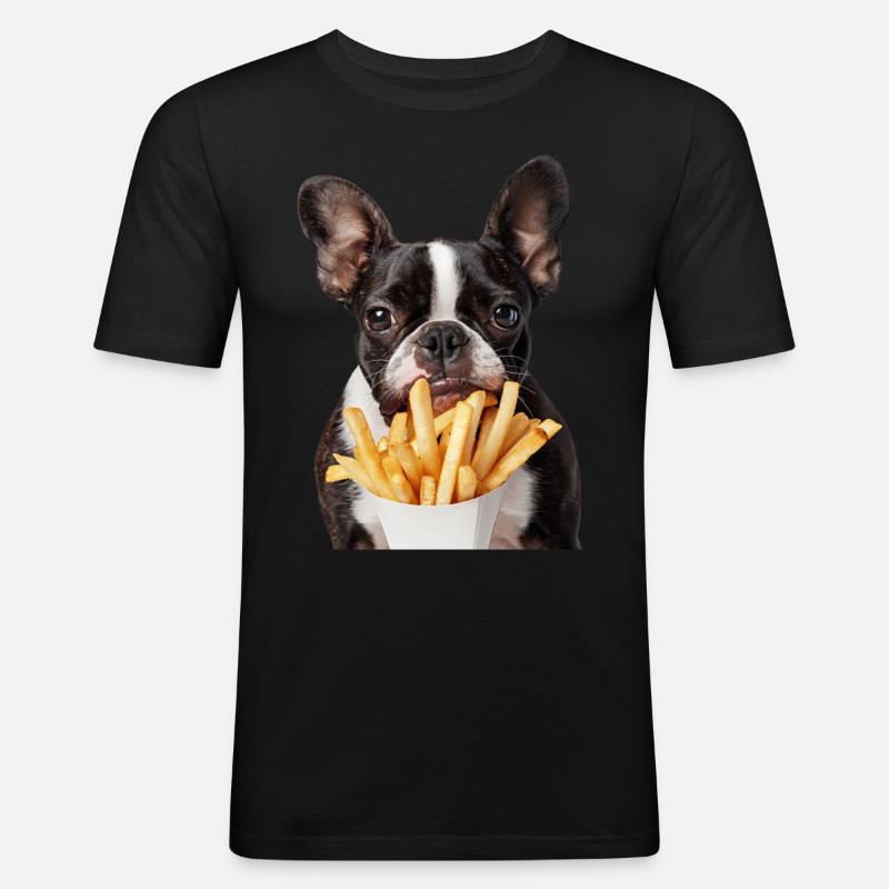 Boston Terrier - Männer Slim Fit T-Shirt - Schwarz