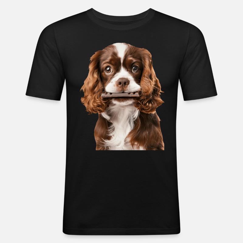 Cavalier King Spaniel - Männer Slim Fit T-Shirt - Schwarz