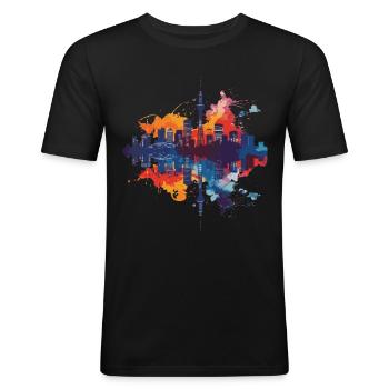 Seto - T-shirt près du corps Homme - noir - Devant - Nik (191cm)