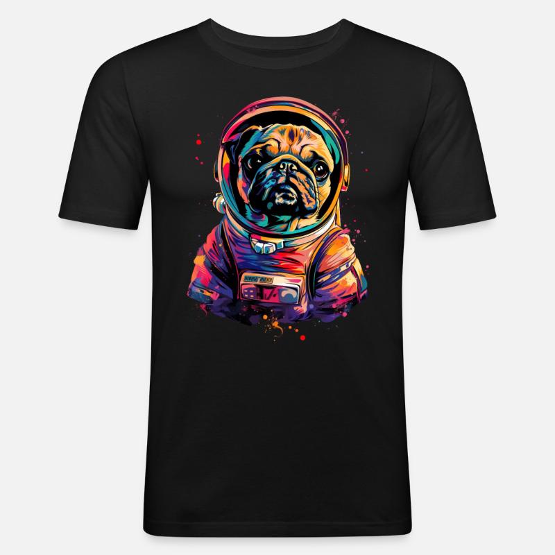Mops - Männer Slim Fit T-Shirt - Schwarz