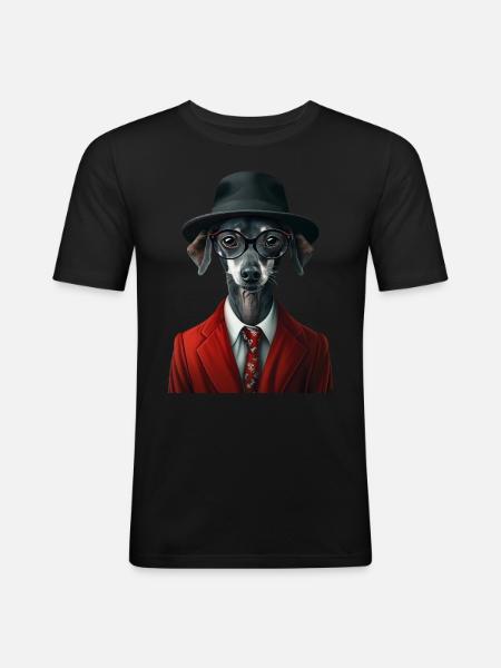 Italienischer Windspielhund - Männer Slim Fit T-Shirt - Schwarz