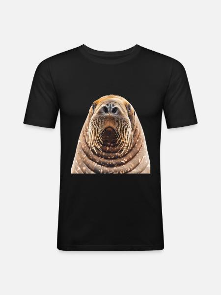 Walross - Männer Slim Fit T-Shirt - Schwarz
