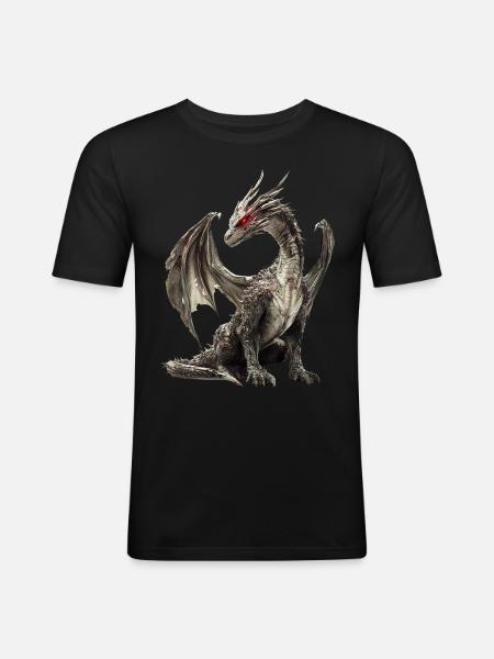 Drachen - Männer Slim Fit T-Shirt - Schwarz