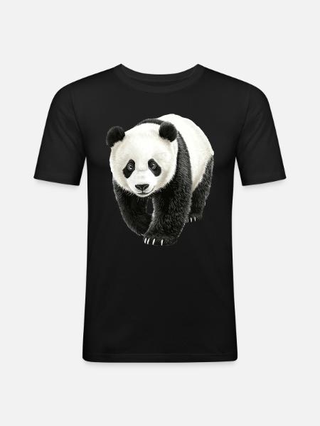 Panda - Männer Slim Fit T-Shirt - Schwarz